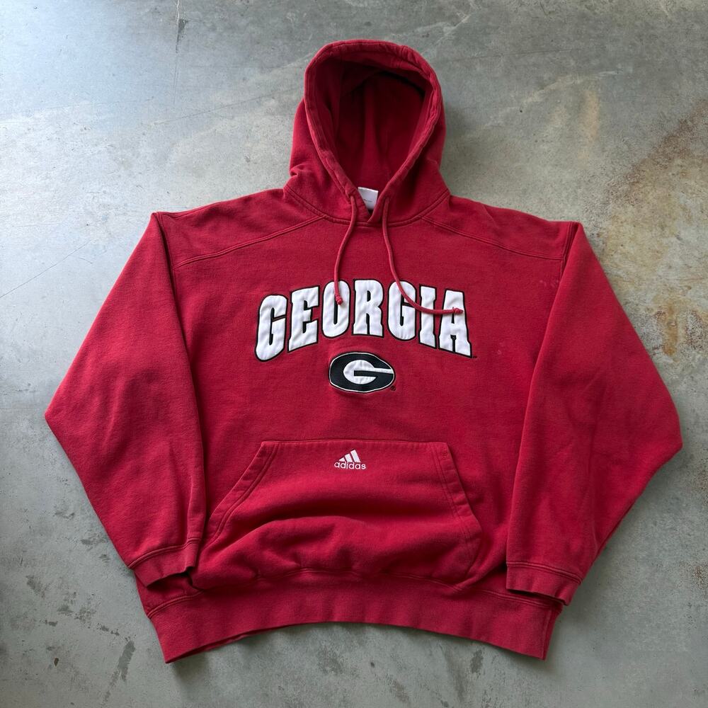 Vintage Y2K Adidas University of Georgia Bulldogs Embroidered Hoodie Size XL